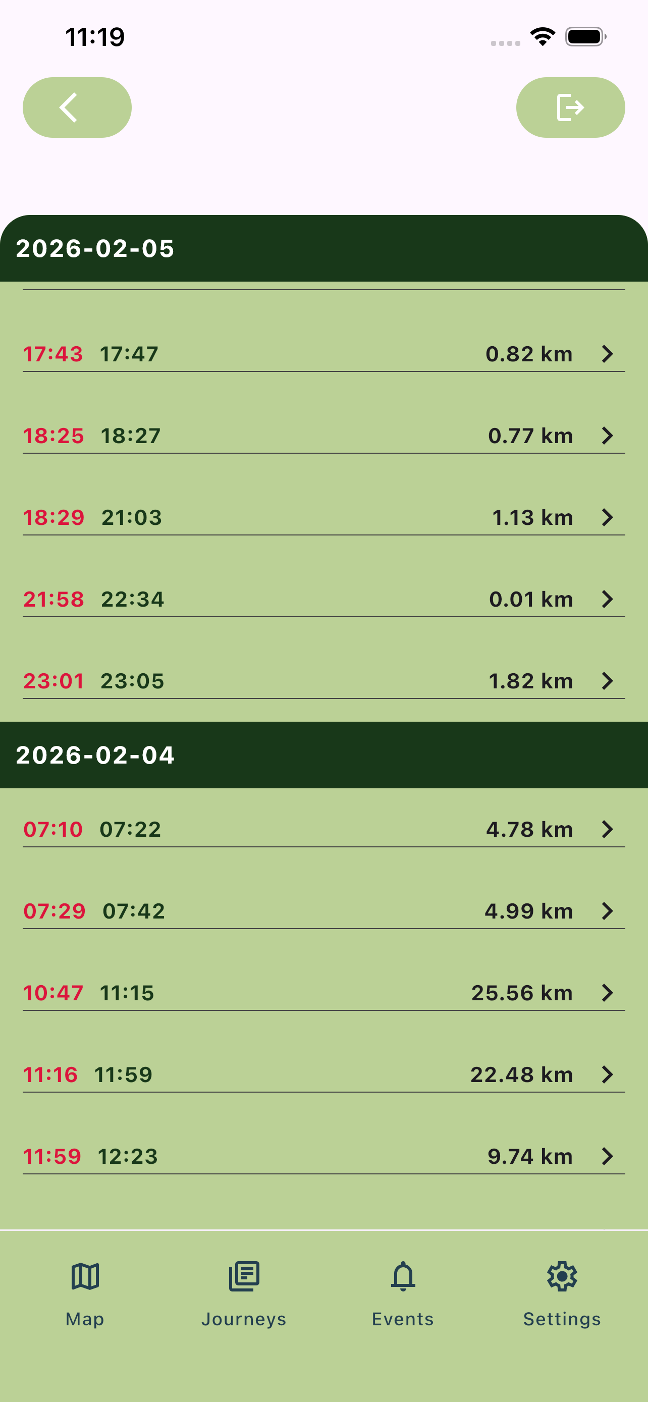 EUTracker telematikai alkalmazás Teltonika 4G GPS nyomkövető eszköz menetlevele